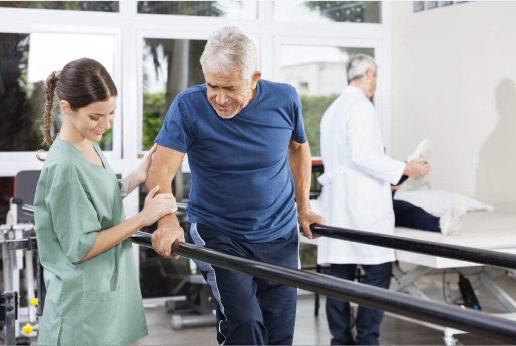 Neuro rehab, parallel bars, mobility retraining